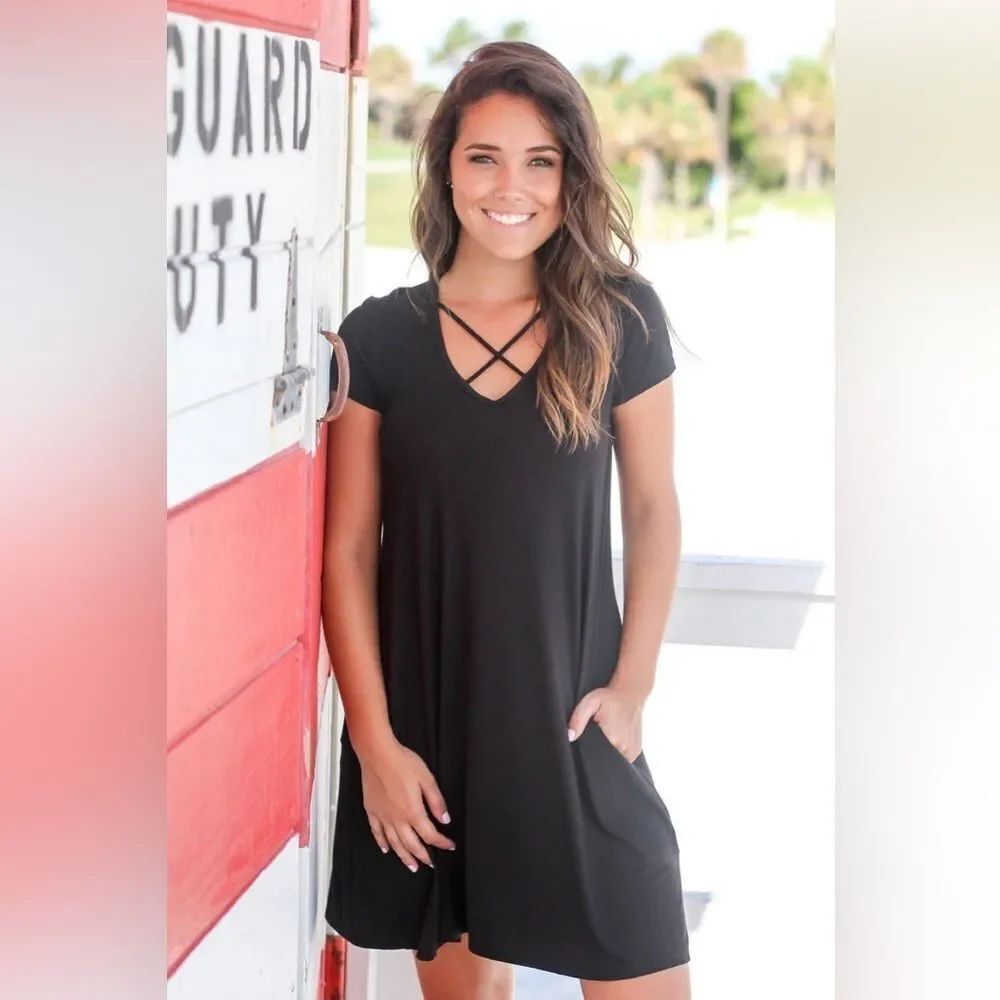 Anthropologie Entro Casual Black Dress NO Pockets